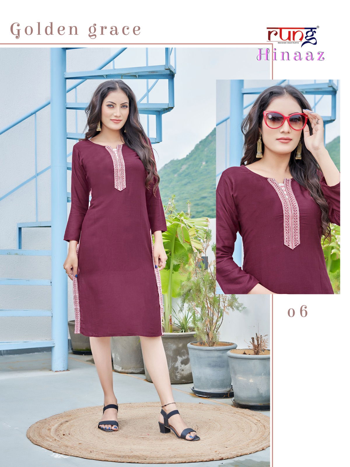 Hinaz By Rung Rayon Designer Kurtis Catalog